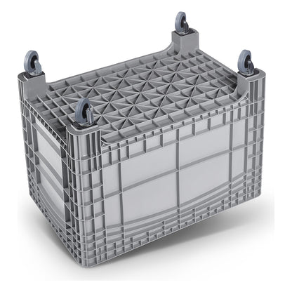 Pallet box, capacity 535 l, 4 swivel castors, grey.