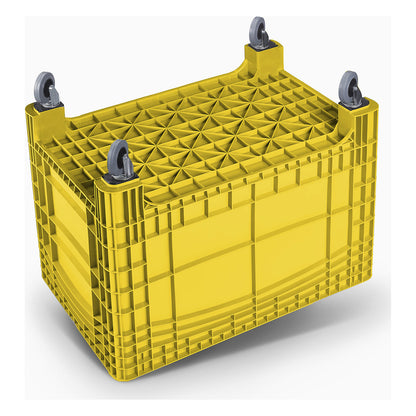 Pallet box, capacity 535 l, 4 swivel castors, yellow.