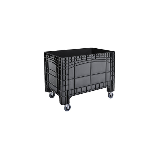 Pallet box, capacity 535 l, 4 swivel castors, black.