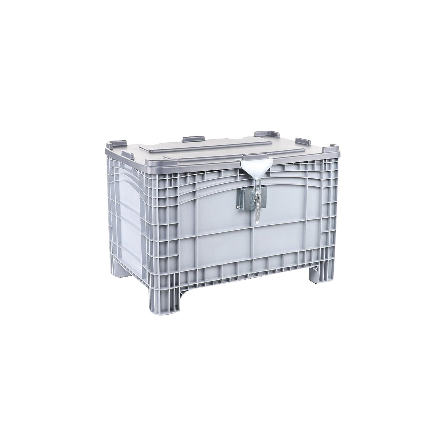 Hinged lid for pallet boxes, lockable, grey, for LxW 800 x 1200 mm.