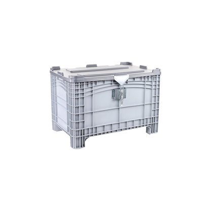 Hinged lid for pallet boxes, lockable, grey, for LxW 800 x 1200 mm.