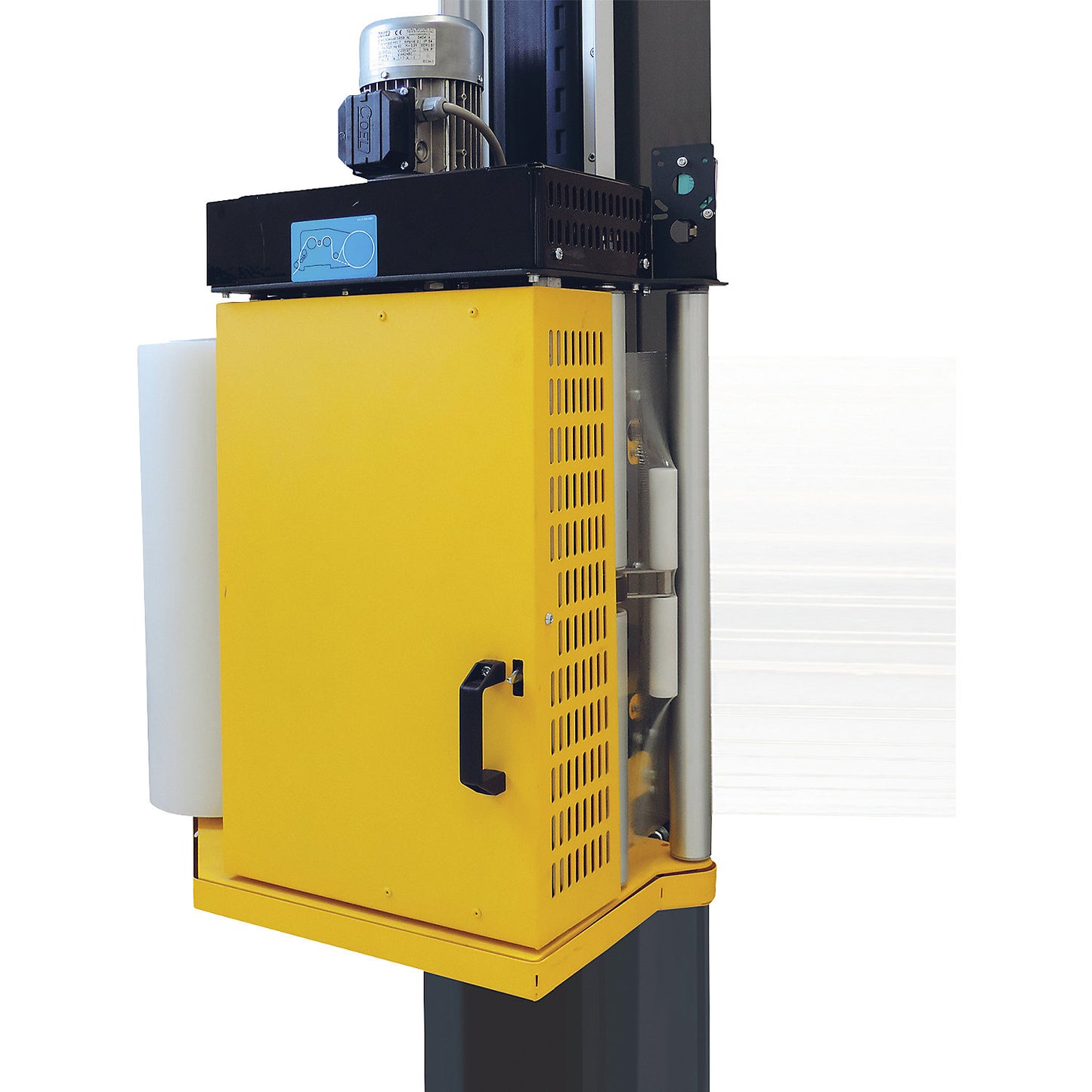 OneWrap+ pallet wrapper, with round turntable, pallet height 2200 mm, with turntable Ø 1800 mm, up to 250% powered pre-stretch.