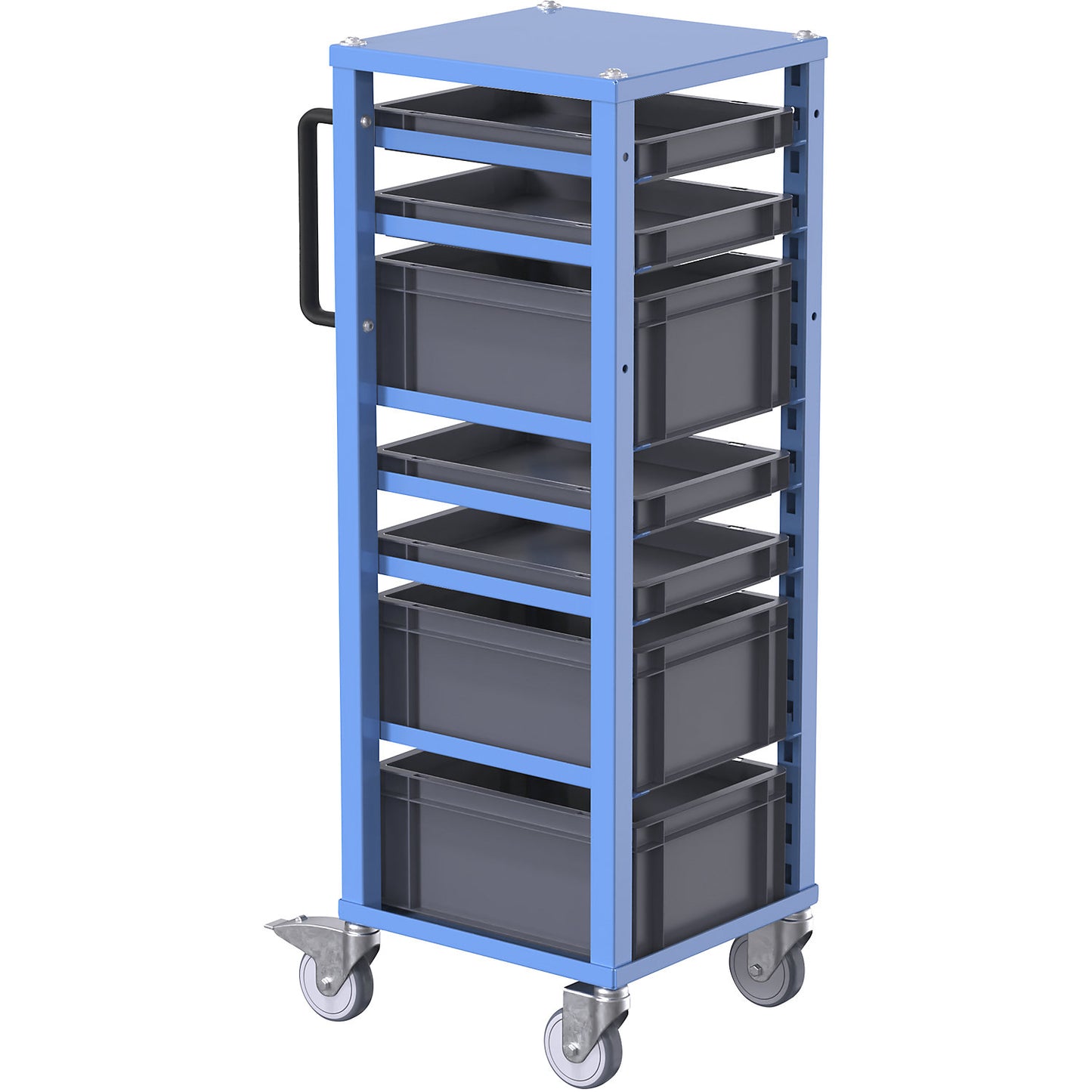 CustomLine Euro platform trolley, for bin LxW 800 x 600 mm, grey, with 4 bins, 320 mm high.