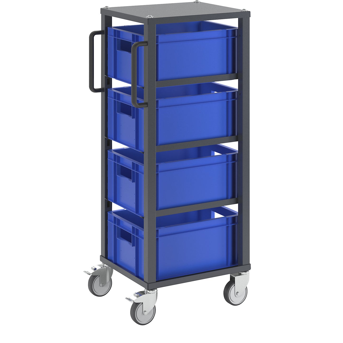 CustomLine Euro platform trolley, for bin LxW 400 x 300 mm, grey, with 4 bins, 210 mm high.
