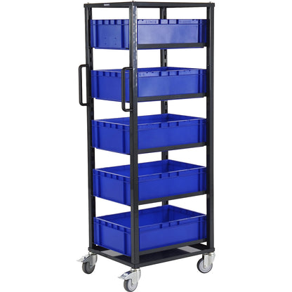 CustomLine Euro platform trolley, for bin LxW 600 x 400 mm, grey, with 5 bins, 175 mm high.