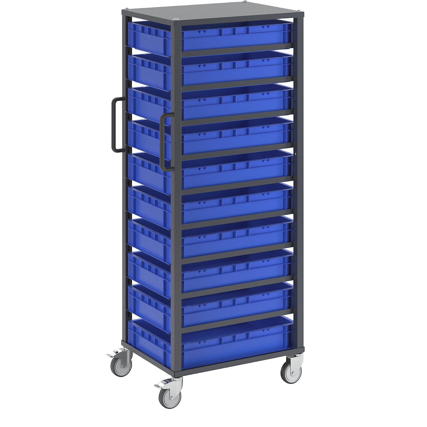 CustomLine Euro platform trolley, for bin LxW 600 x 400 mm, grey, with 10 bins, 120 mm high.