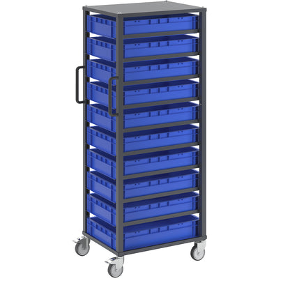 CustomLine Euro platform trolley, for bin LxW 600 x 400 mm, grey, with 10 bins, 120 mm high.