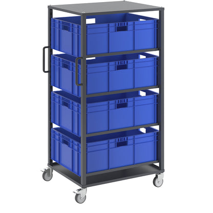 CustomLine Euro platform trolley, for bin LxW 800 x 600 mm, grey, with 4 bins, 320 mm high.