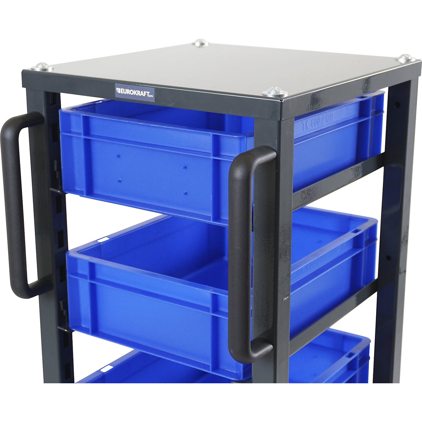 CustomLine Euro platform trolley, for bin LxW 400 x 300 mm, grey, with 10 bins, 50 mm high.
