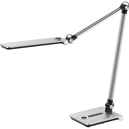 WAVE LED table lamp, dimmable, with stand, silver, 450 lm.