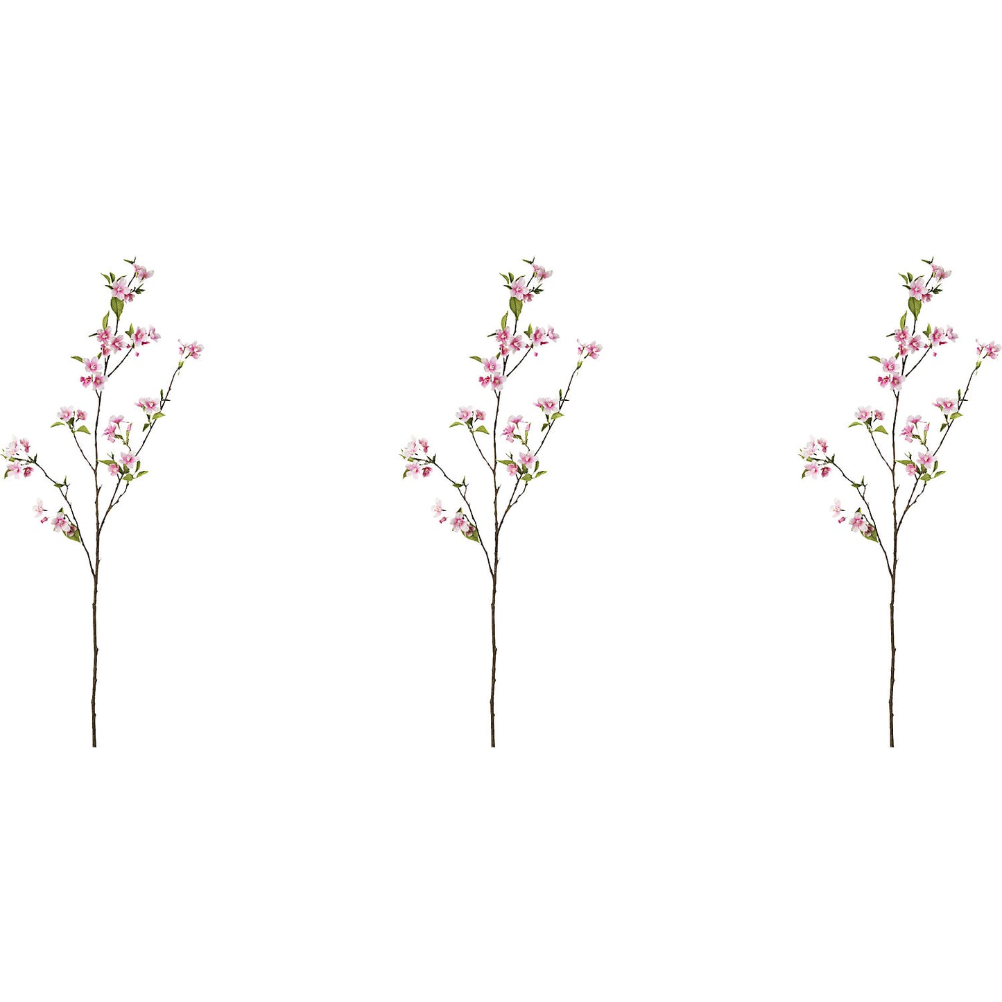 Plastic pear tree branches, height 1120 mm, pack of 3, blossom colour pink.