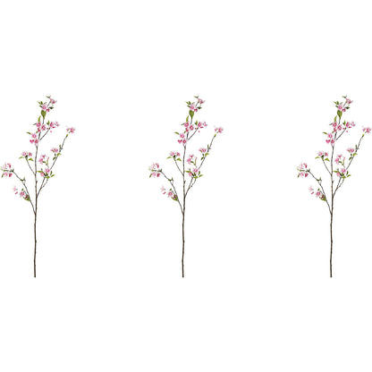 Plastic pear tree branches, height 1120 mm, pack of 3, blossom colour pink.