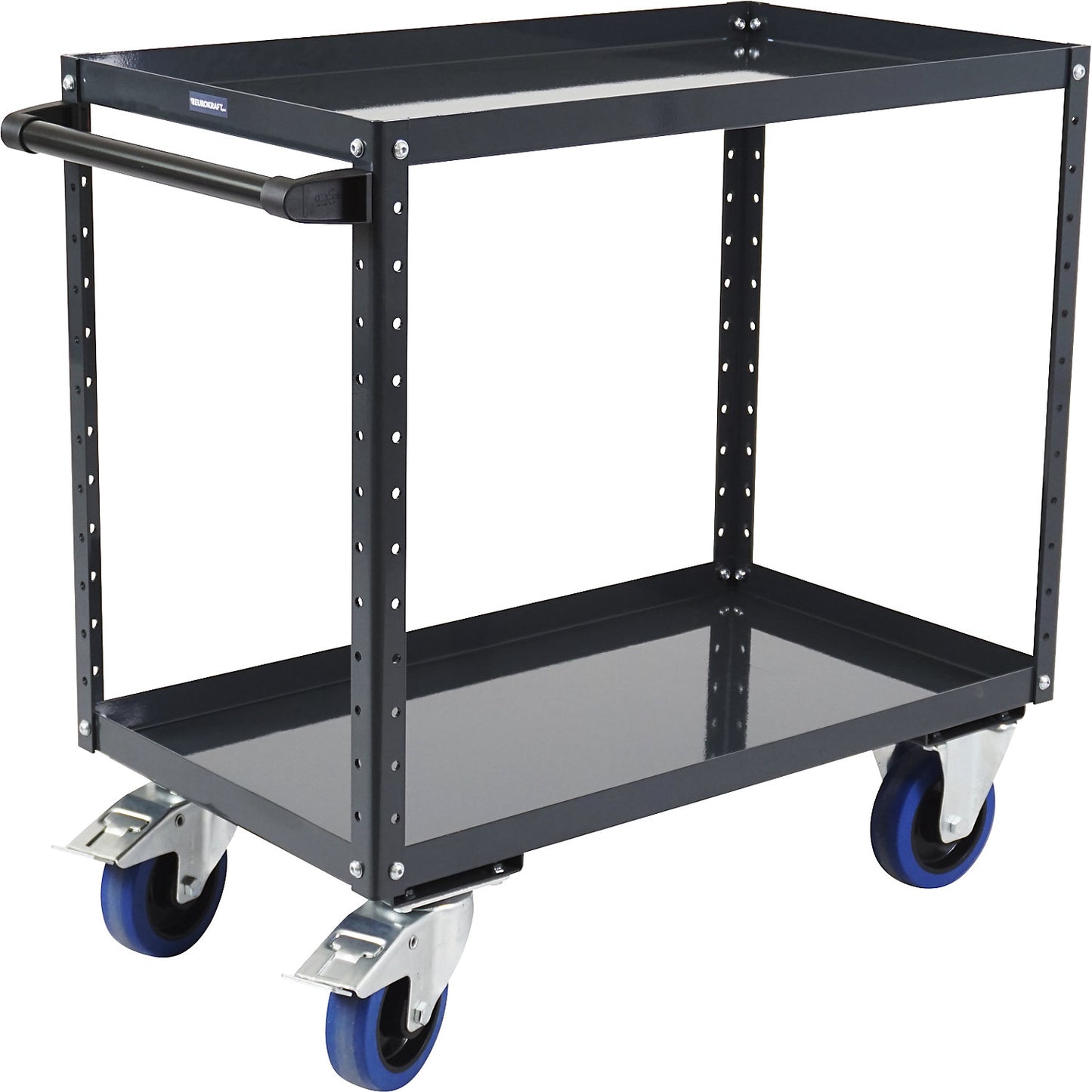 CustomLine general purpose trolley, 2 shelves, fully elastic tyres, charcoal.