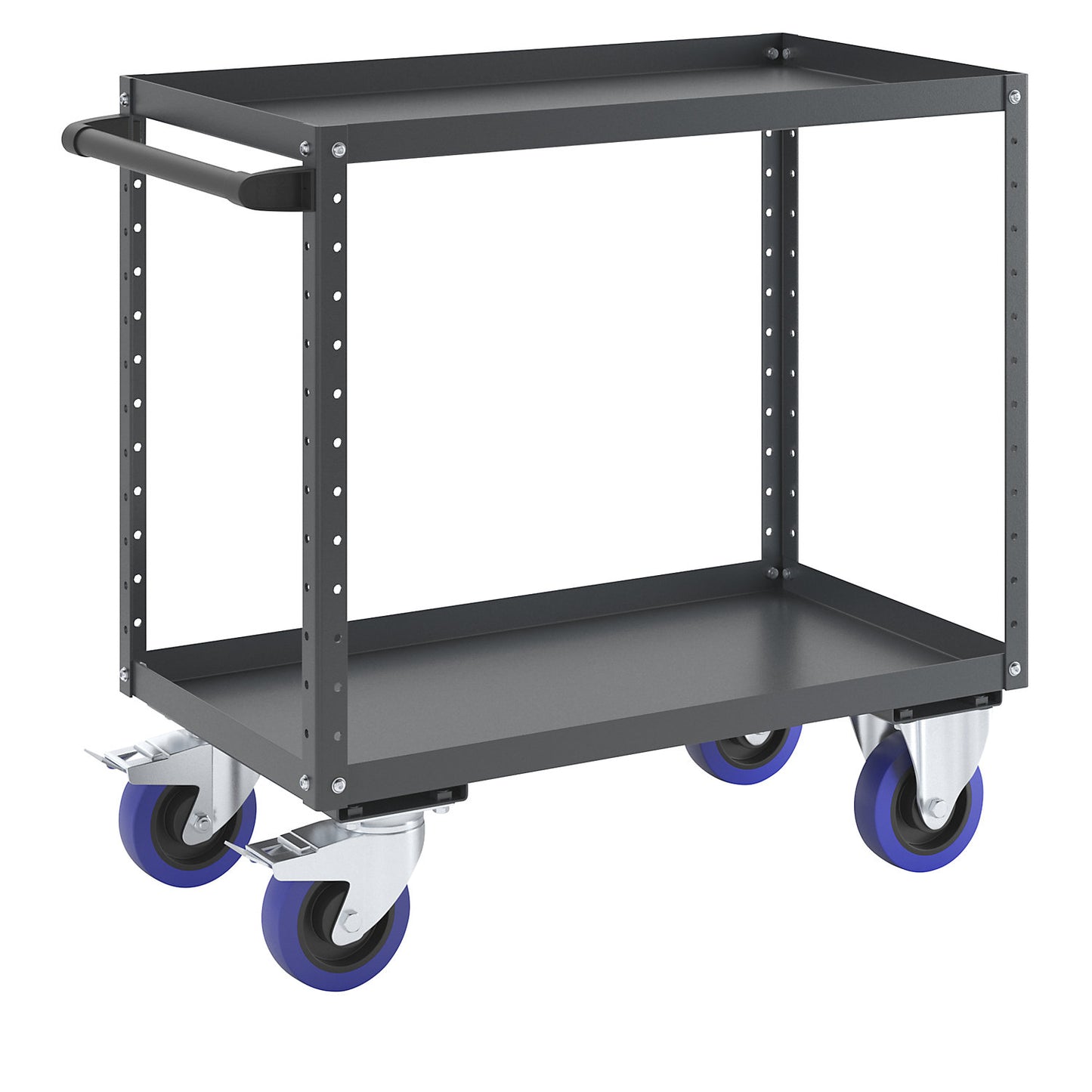CustomLine general purpose trolley, 2 shelves, fully elastic tyres, charcoal.