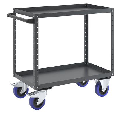 CustomLine general purpose trolley, 2 shelves, fully elastic tyres, charcoal.