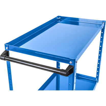 CustomLine general purpose trolley, 3 shelves, solid rubber tyres, light blue.