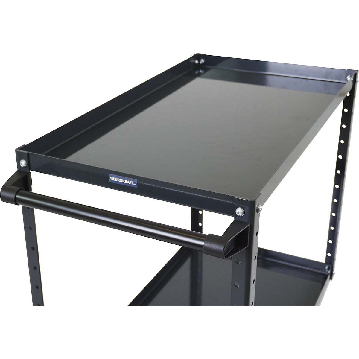 CustomLine general purpose trolley, 2 shelves, solid rubber tyres, charcoal.