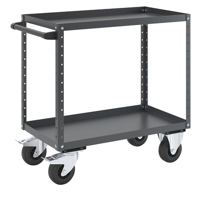 CustomLine general purpose trolley, 2 shelves, solid rubber tyres, charcoal.
