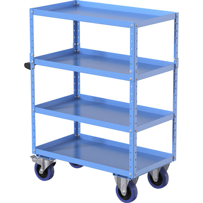 CustomLine general purpose trolley, 4 shelves, fully elastic tyres, light blue.