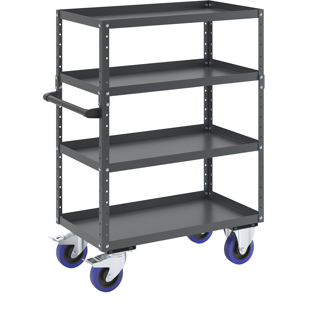 CustomLine general purpose trolley, 4 shelves, fully elastic tyres, charcoal.