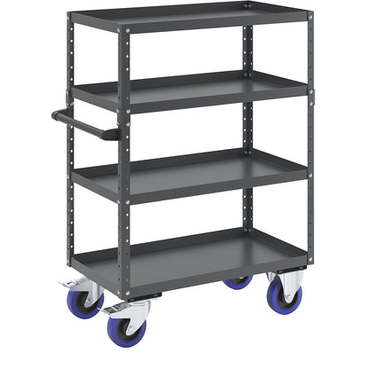 CustomLine general purpose trolley, 4 shelves, fully elastic tyres, charcoal.