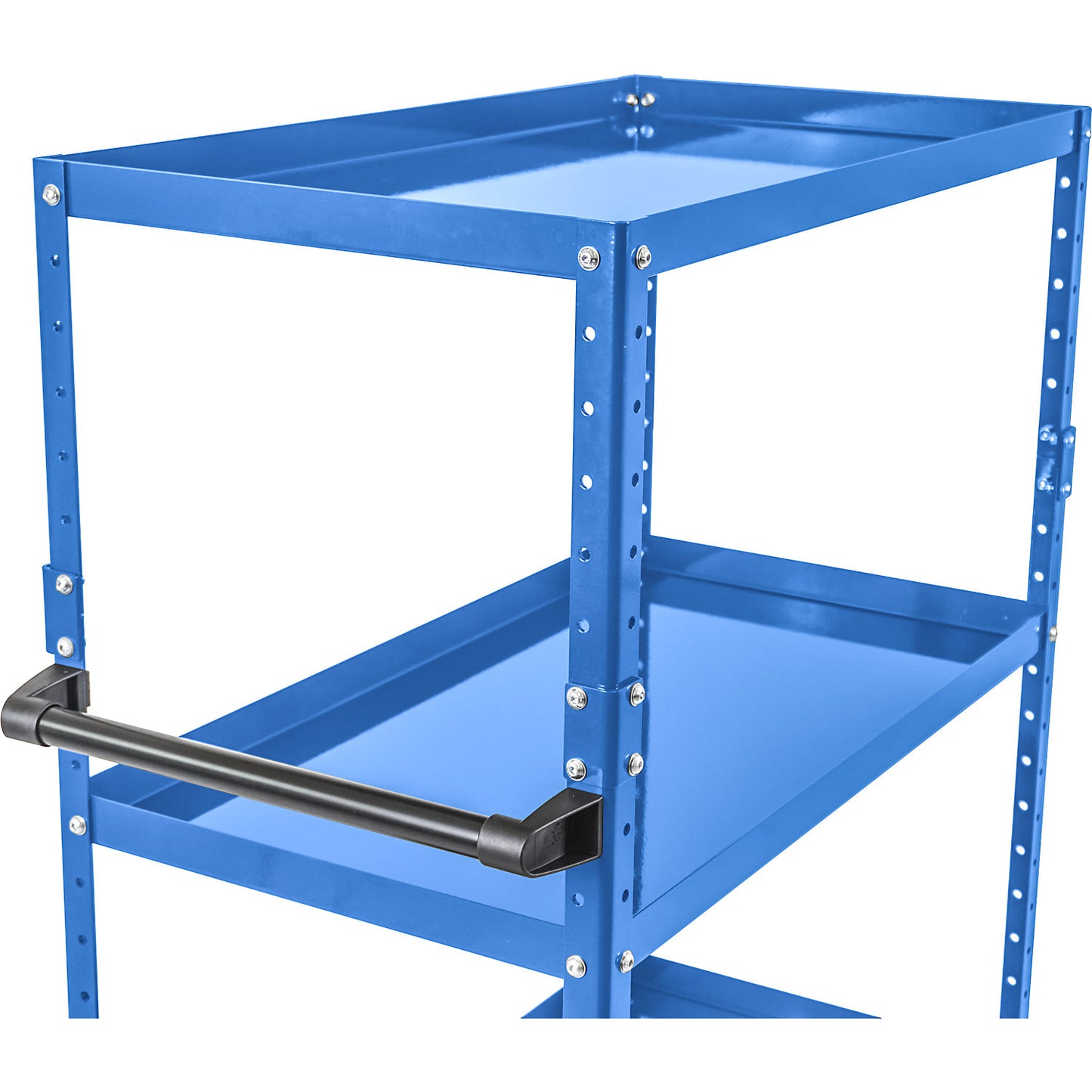CustomLine general purpose trolley, 4 shelves, solid rubber tyres, light blue.