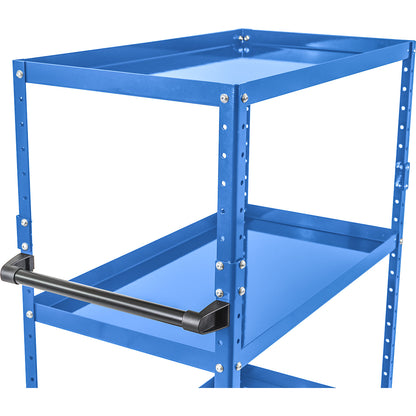 CustomLine general purpose trolley, 4 shelves, solid rubber tyres, light blue.