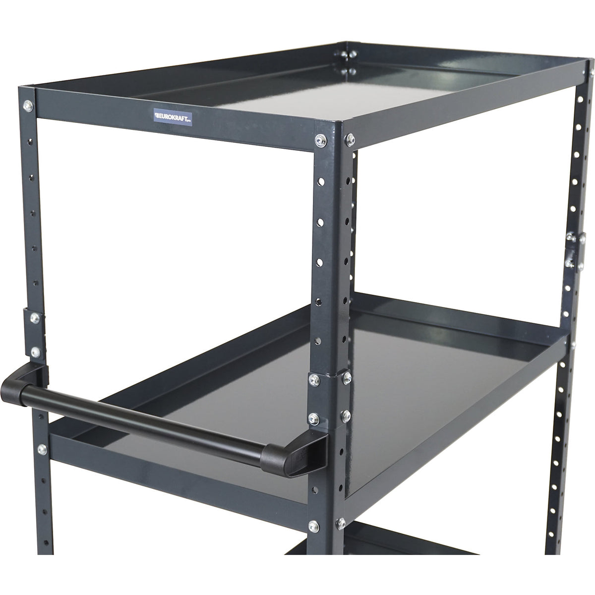 CustomLine general purpose trolley, 4 shelves, solid rubber tyres, charcoal.