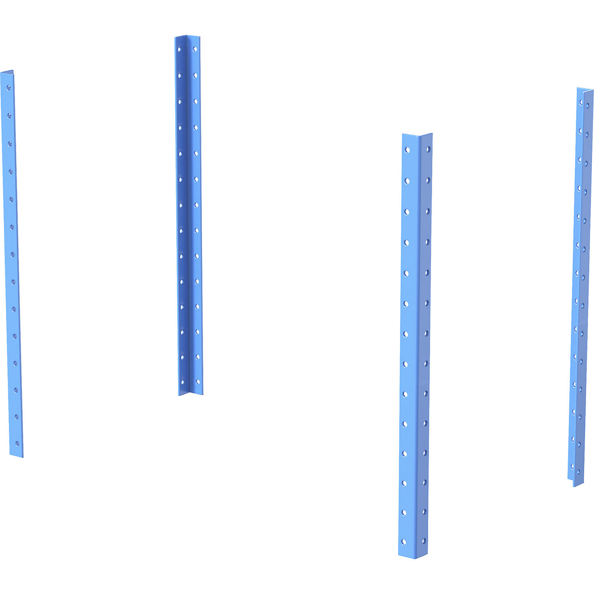 CustomLine corner posts, for assembly trolley, powder coated, height 700 mm, light blue.