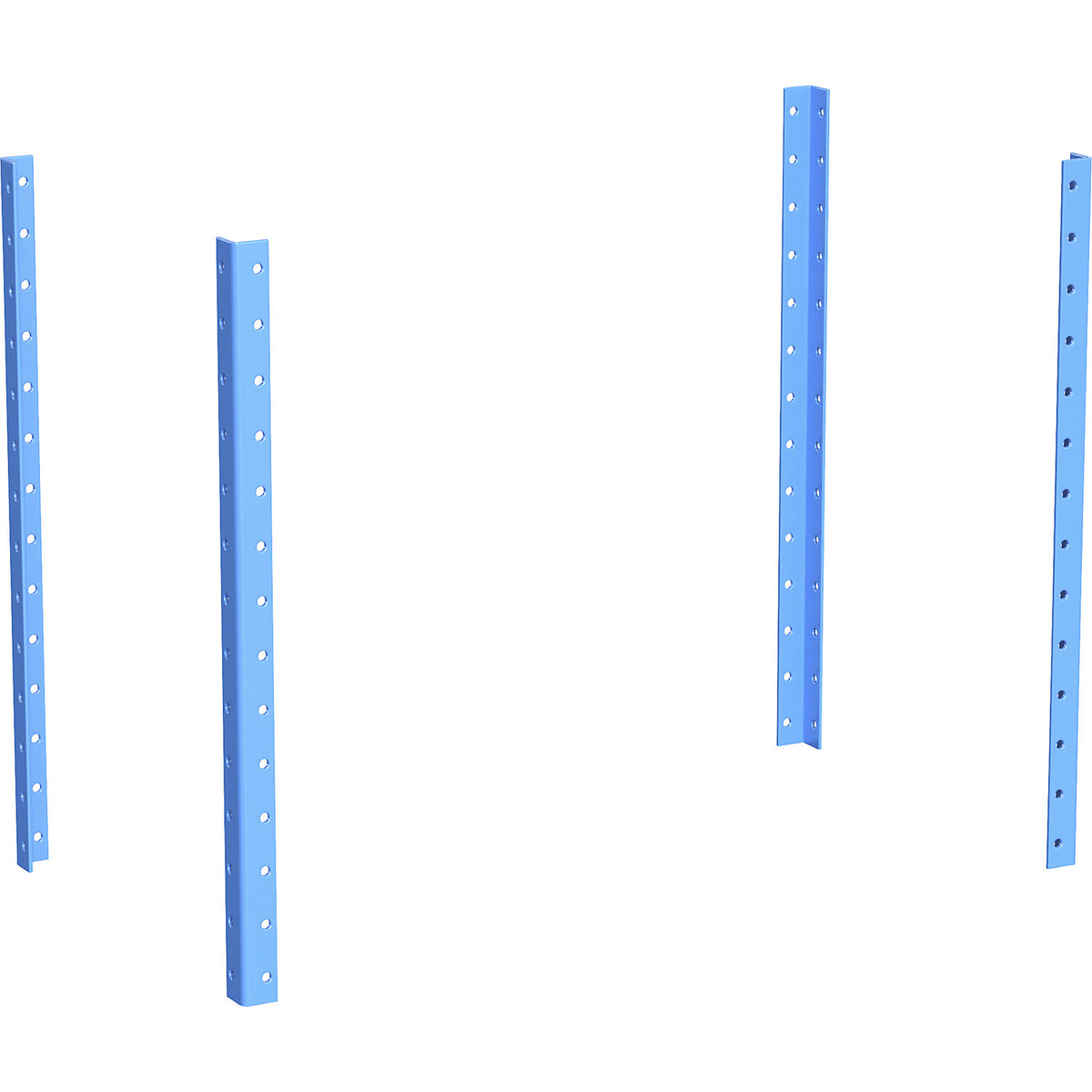 CustomLine corner posts, for assembly trolley, powder coated, height 700 mm, light blue.