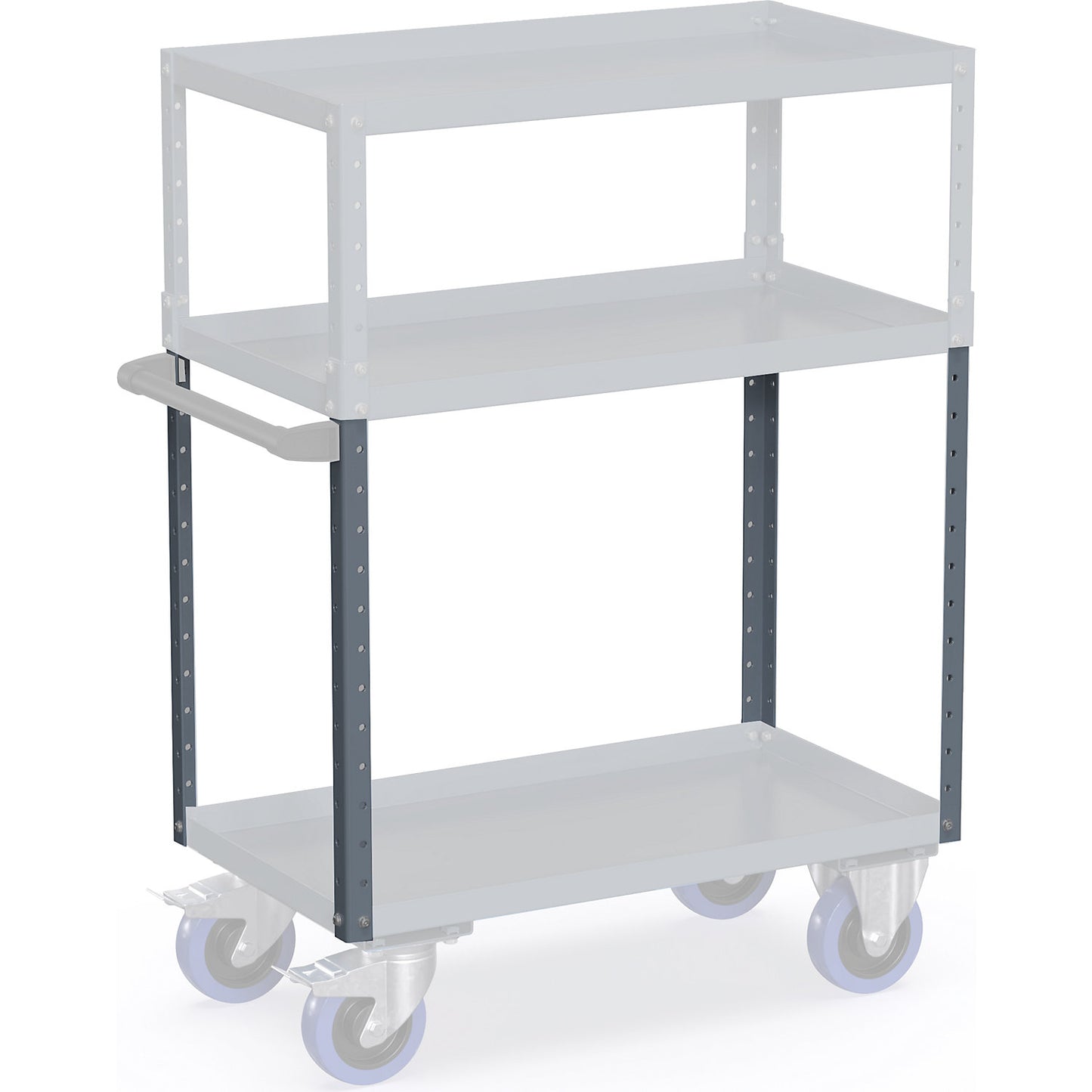 CustomLine corner posts, for assembly trolley, stainless steel, height 700 mm.