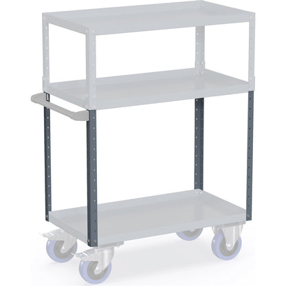 CustomLine corner posts, for assembly trolley, stainless steel, height 700 mm.