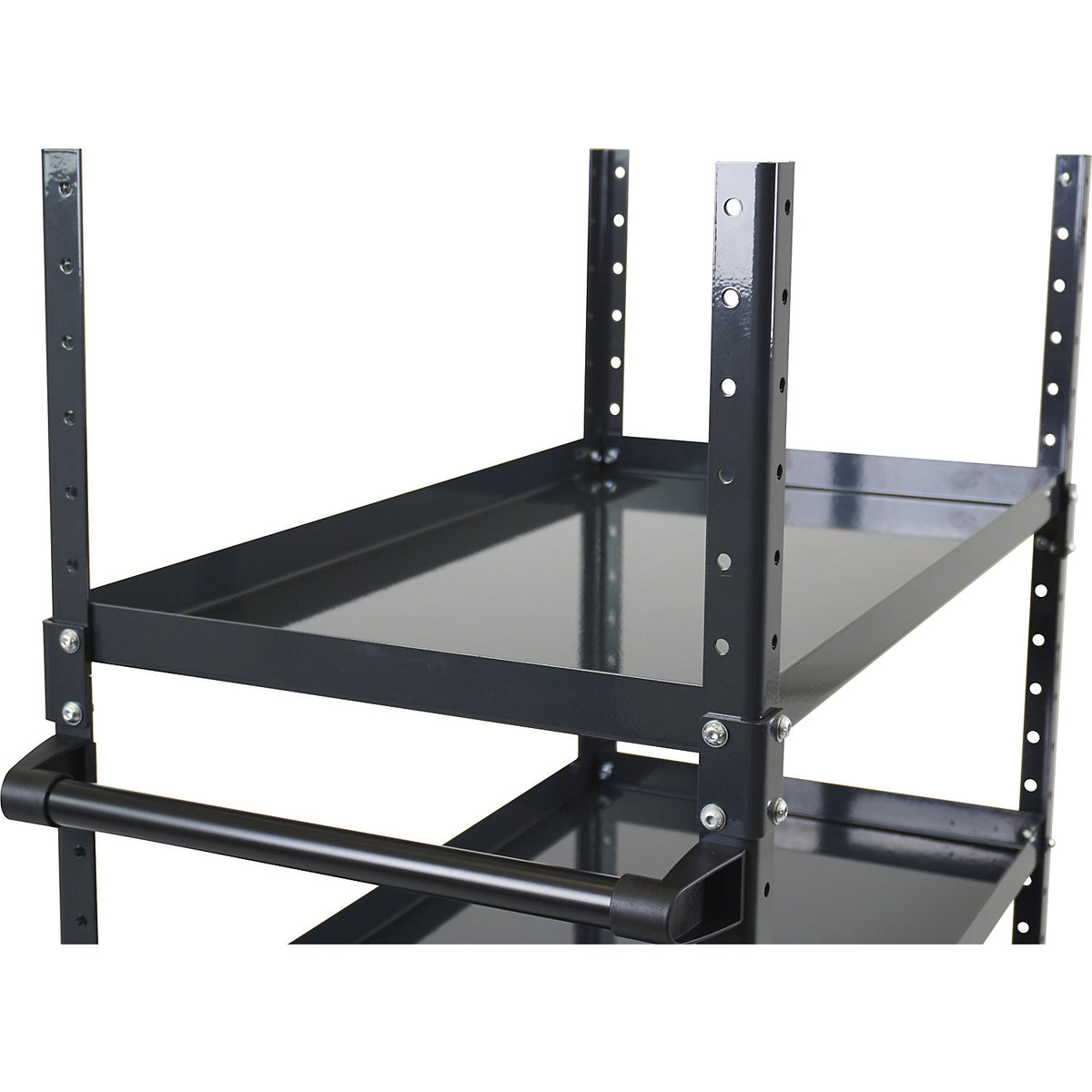 CustomLine corner posts, for assembly trolley, powder coated, height 700 mm, charcoal.
