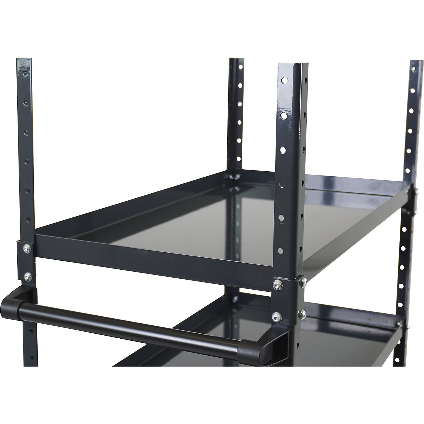CustomLine corner posts, for assembly trolley, powder coated, height 700 mm, charcoal.