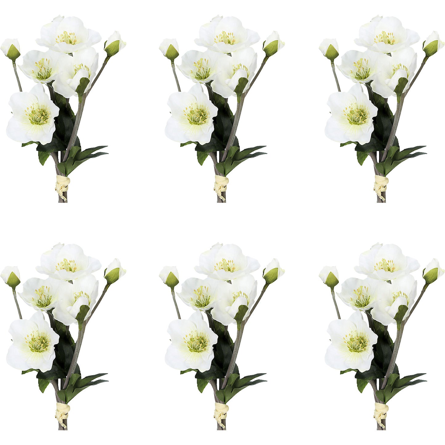 Christmas roses, pack of 6, overall height 350 mm.