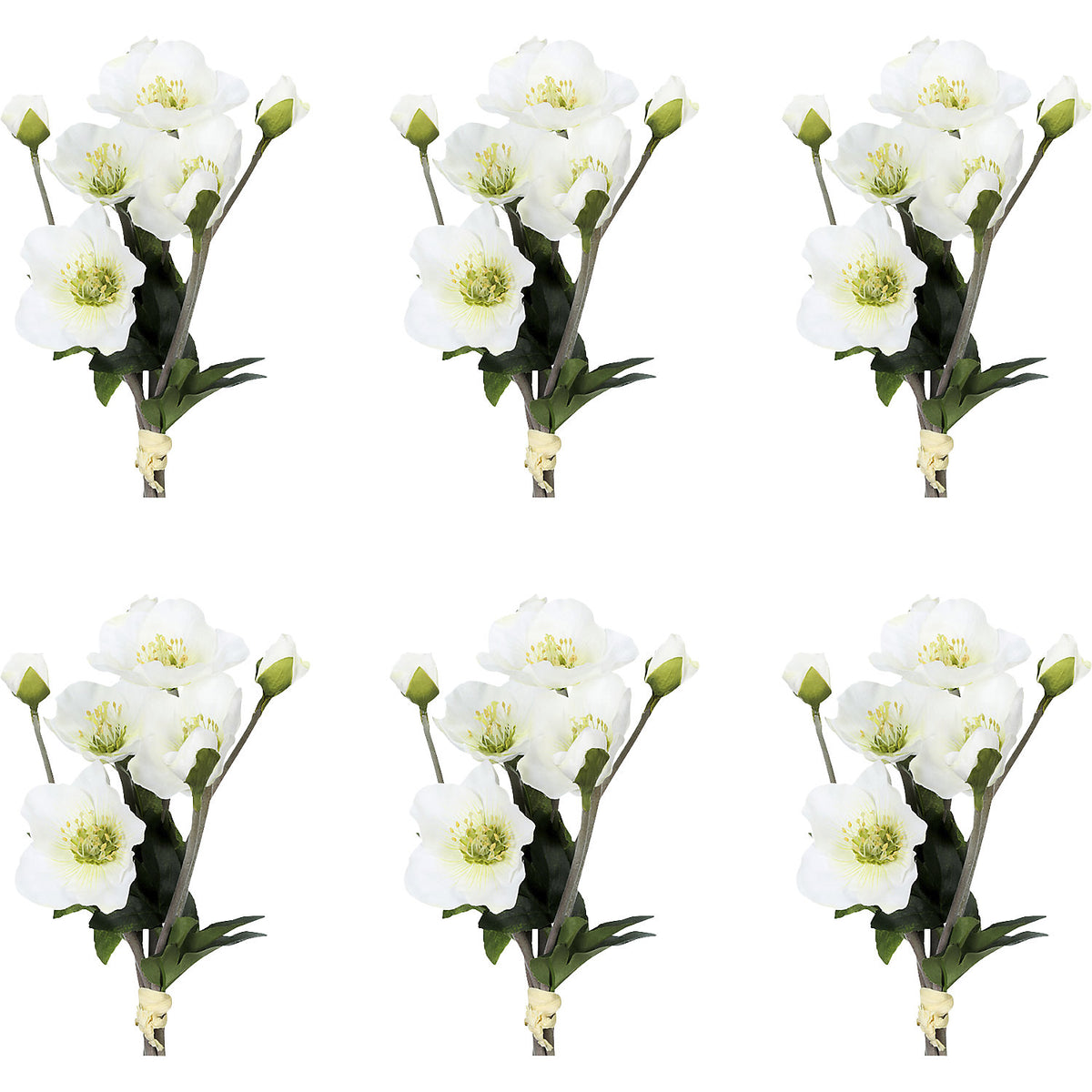 Christmas roses, pack of 6, overall height 350 mm.