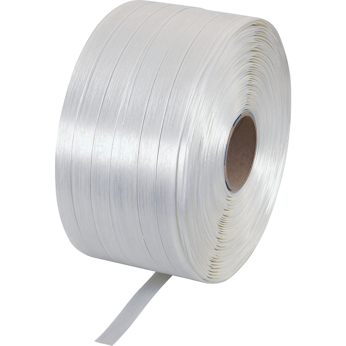 Reinforced PET strapping, bonded, for strap dispensers, core Ø 76 mm, strap LxW 600 m x 16 mm.