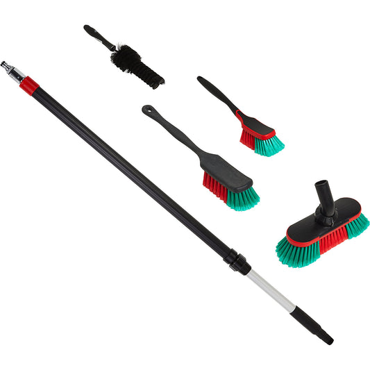 Car brush set, with Gardena connection and ball cock, black.