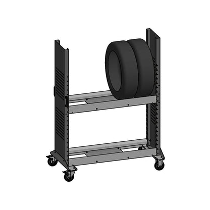 Tyre transport trolley, with perforated walls, 2 sided, LxWxH 1200 x 380 x 1750 mm.