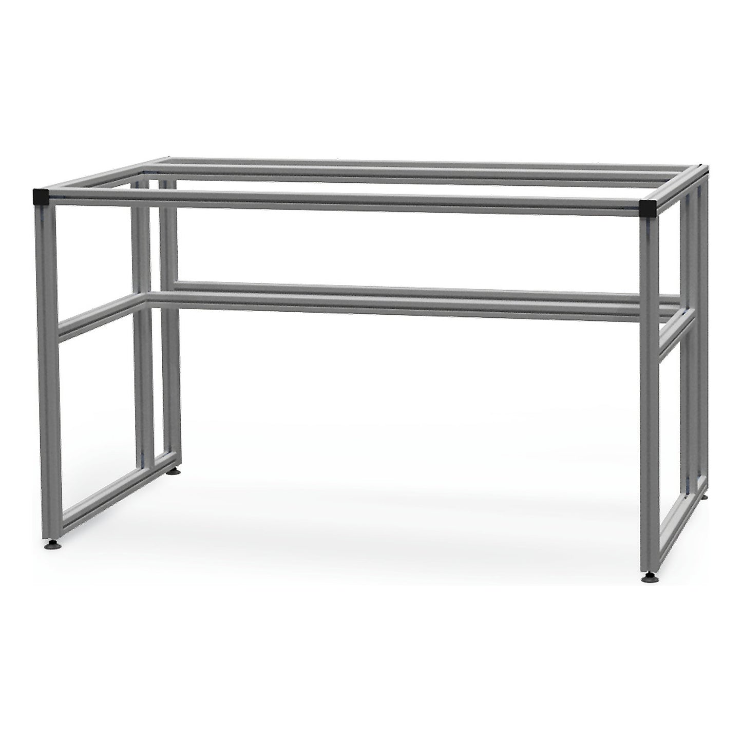 workalu® aluminium workbench with modular system, one sided, perforated panel and workplace lamp, worktop width 1250 mm.