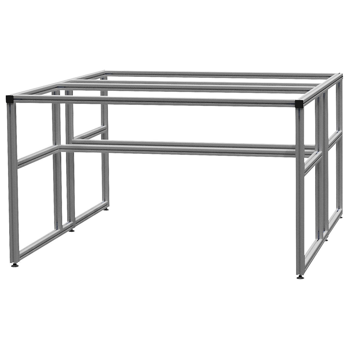 workalu® aluminium workbench, base frame double sided, aluminium, 4 legs, WxH 1250 x 850 mm.