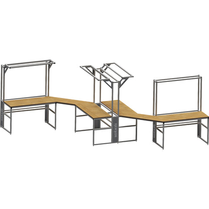 workalu® aluminium workbench, base frame double sided, aluminium, 4 legs, WxH 1500 x 850 mm.