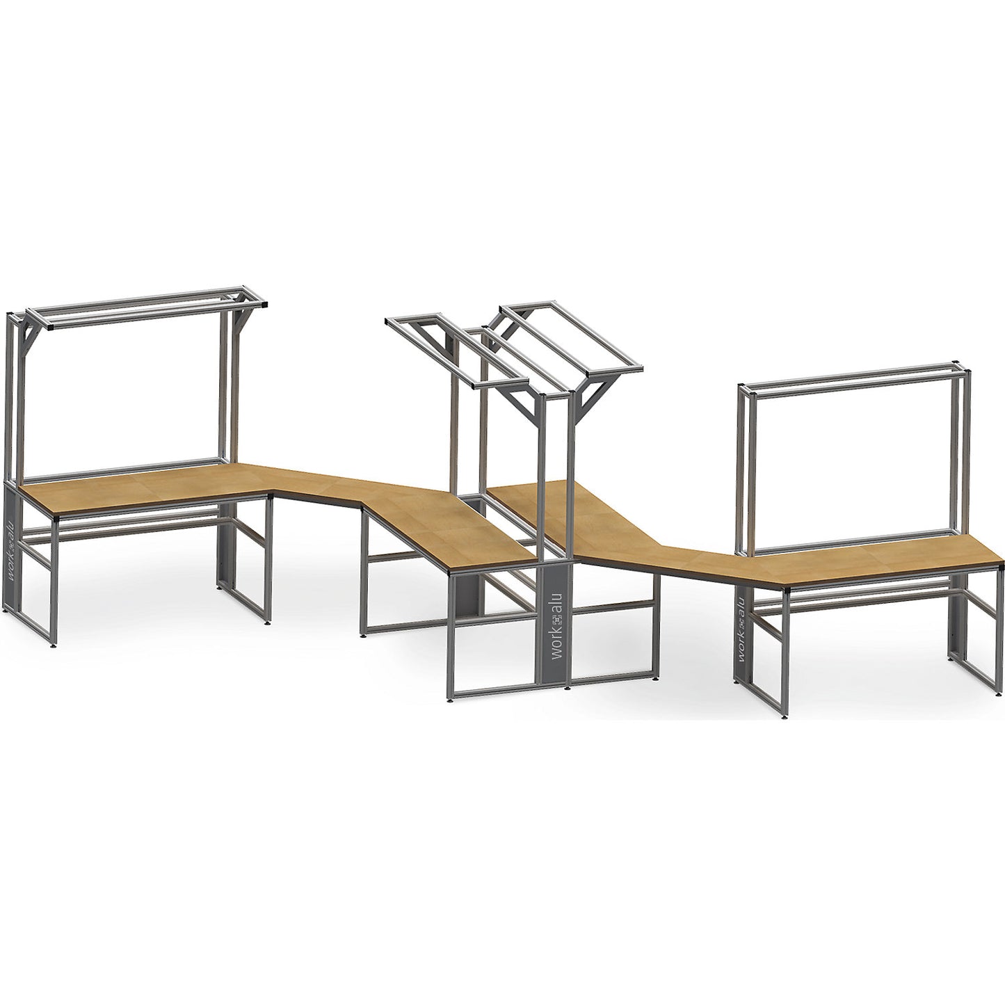 workalu® aluminium workbench, base frame, aluminium, 4 legs, WxH 1250 x 850 mm.