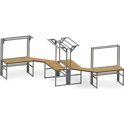 workalu® aluminium workbench, base frame, aluminium, 4 legs, WxH 1250 x 850 mm.