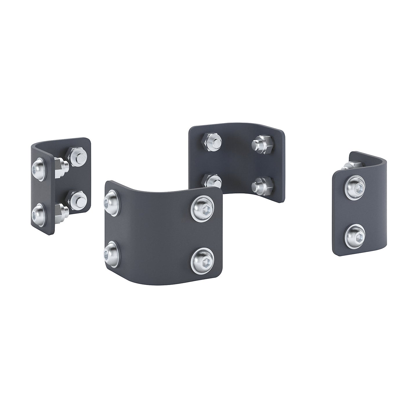CustomLine connector, for assembly trolley and shelf truck, pack of 4, length 53 mm, charcoal RAL 7016.