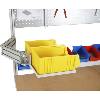 Swivel arm with shelf, 90° angle, HxWxD 119 x 416 x 1130 mm.