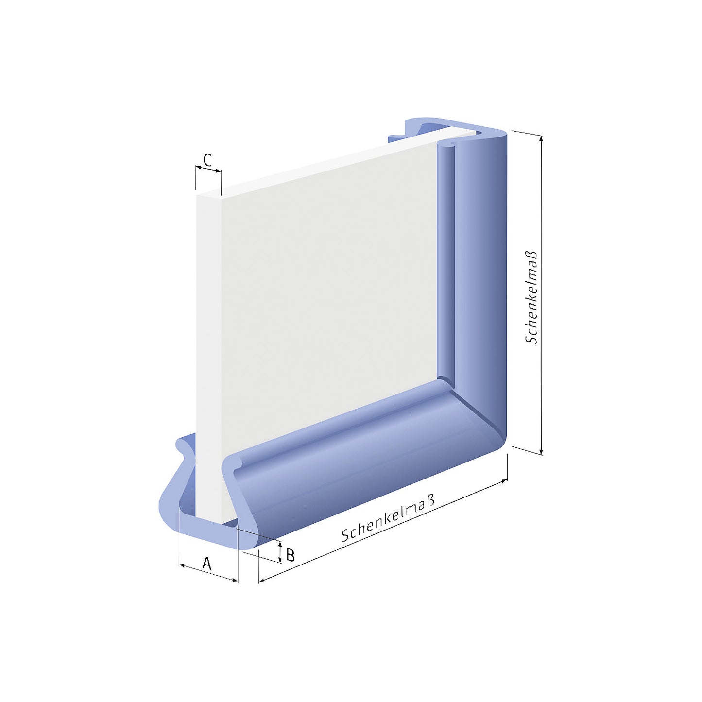 Edge protection corner, blue, U-shape, pack of 250, edge thickness 35 - 45 mm.