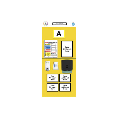 Individual rack end shadow board, sanitising, HxW 2000 x 900 mm, yellow.