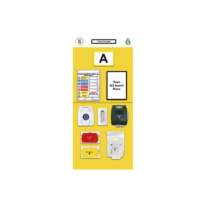 Individual rack end shadow board, first aid, HxW 2000 x 900 mm, yellow.