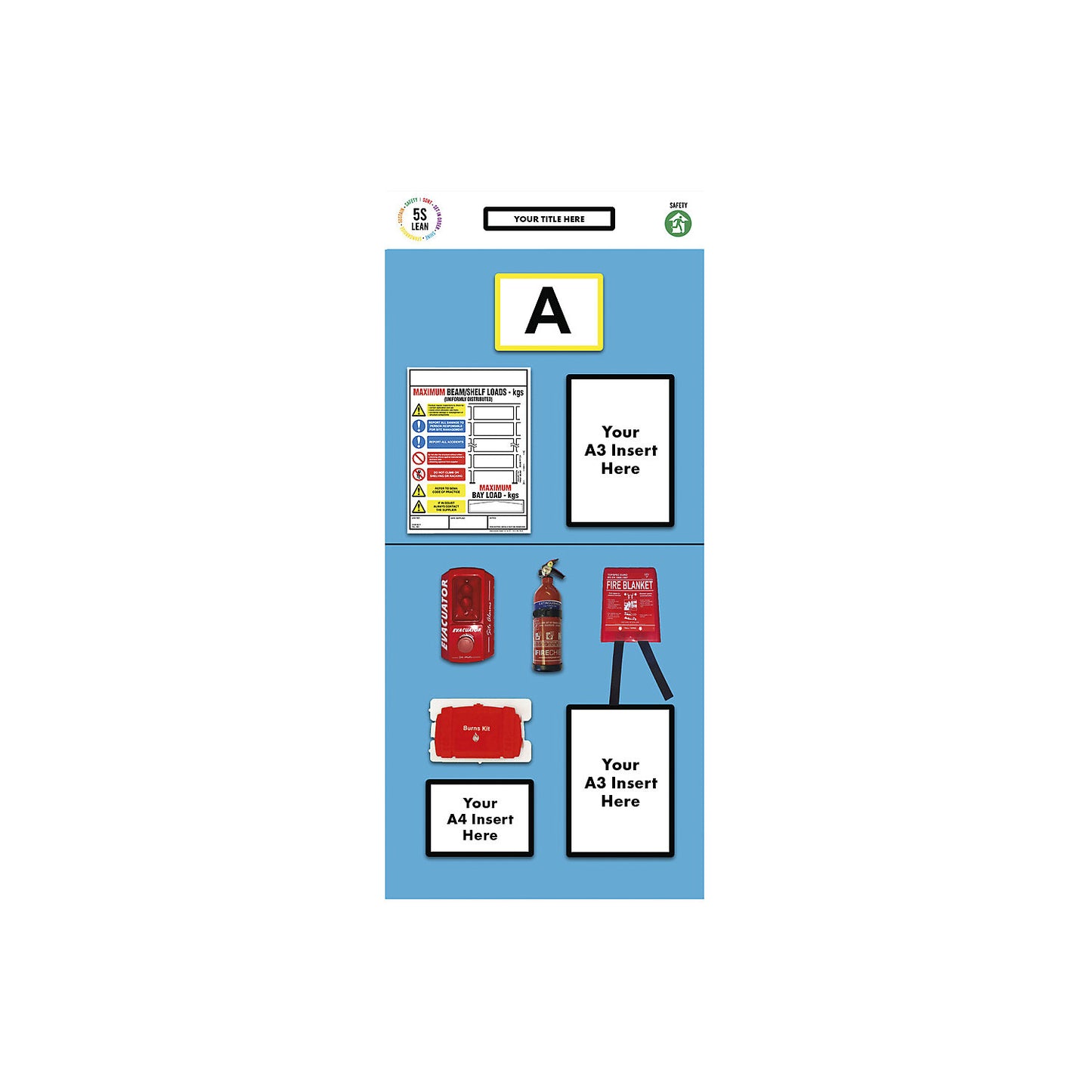 Individual rack end shadow board, fire safety, HxW 2000 x 900 mm, blue.